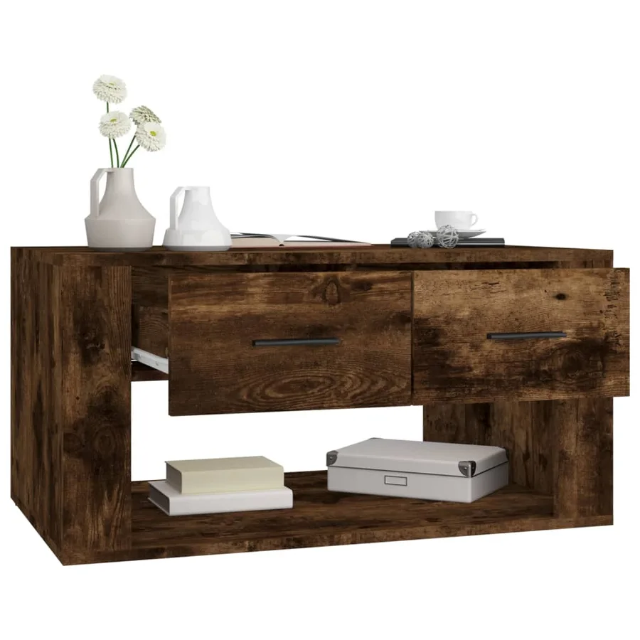 Table basse Chêne fumé 80x50x40 cm Bois d'ingénierie - 5