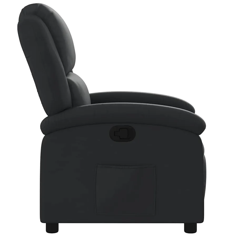 Fauteuil inclinable en cuir véritable noir - 8