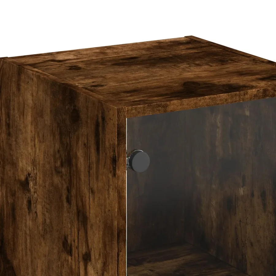 Buffet avec porte en verre chêne fumé 35x37x142 cm - 10