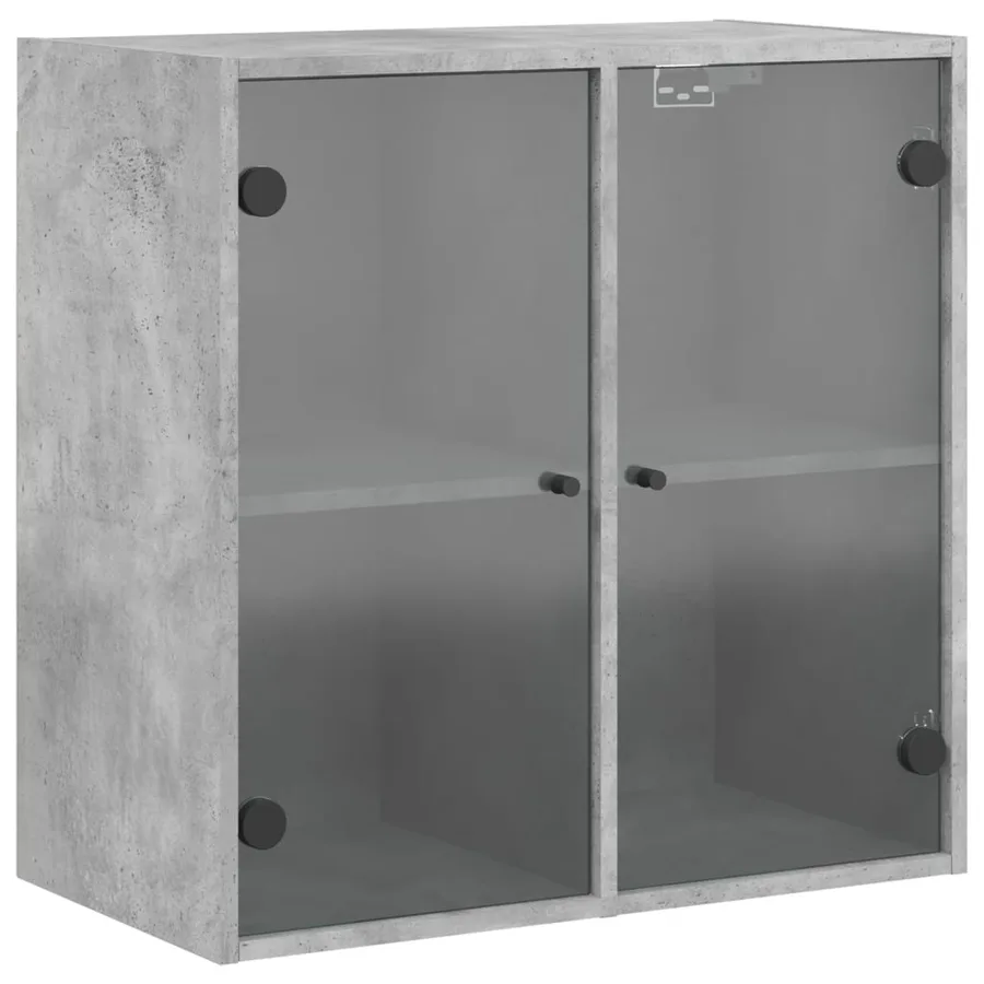 Armoire murale avec portes en verre gris béton 68x37x68,5 cm - 2