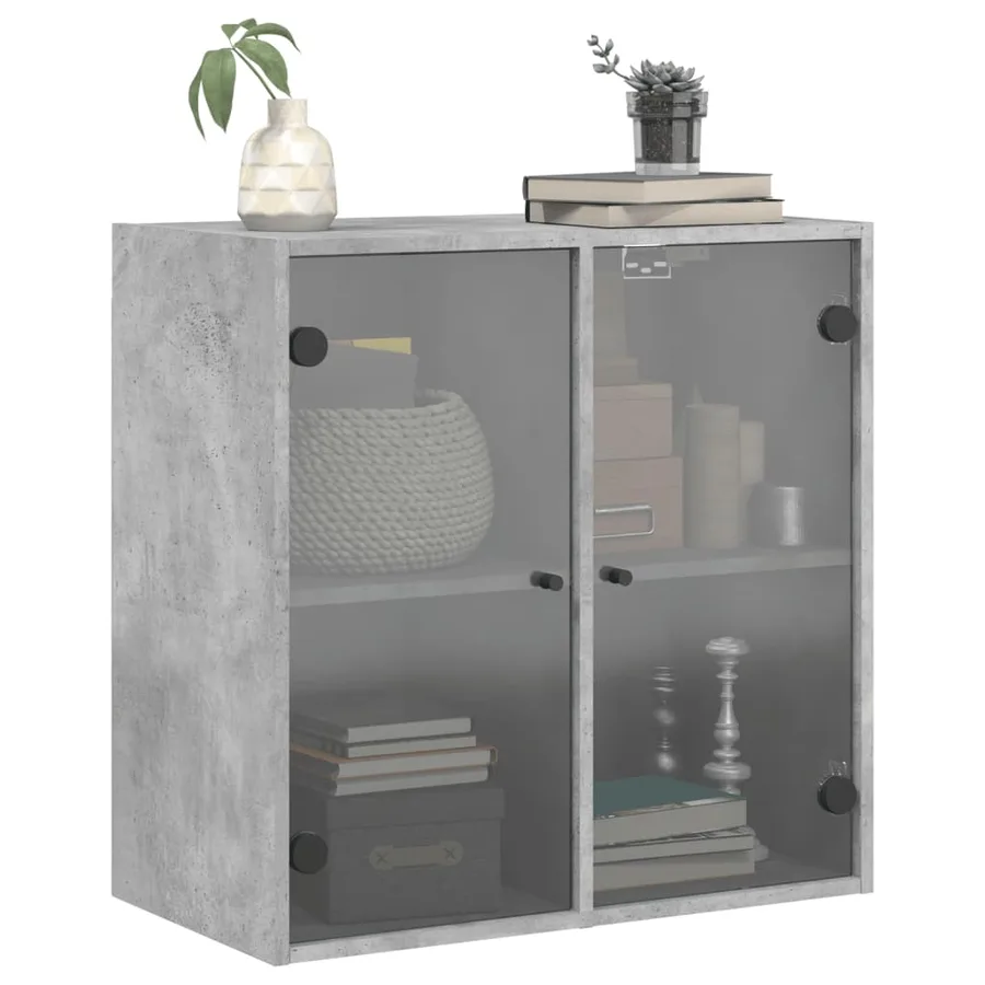 Armoire murale avec portes en verre gris béton 68x37x68,5 cm - 4