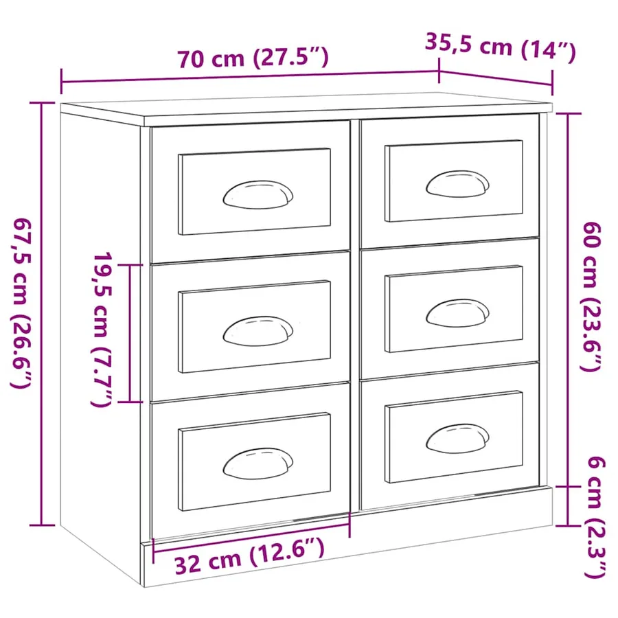Buffet gris béton 70x35,5x67,5 cm bois d'ingénierie - 10