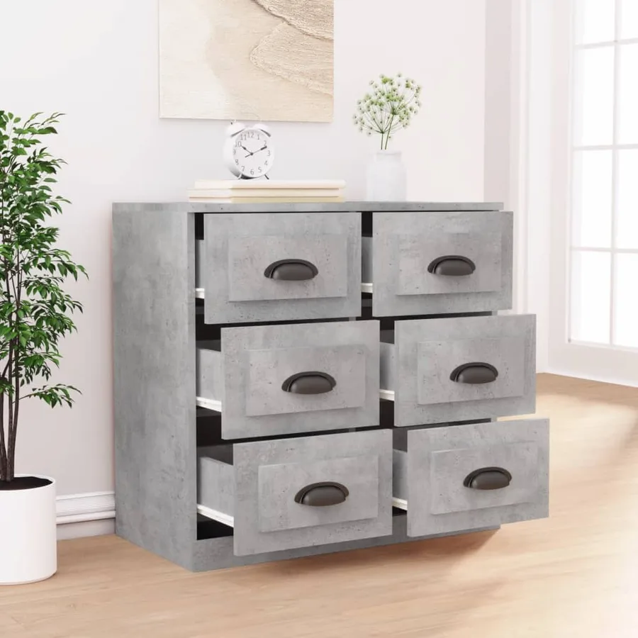 Buffet gris béton 70x35,5x67,5 cm bois d'ingénierie - 3