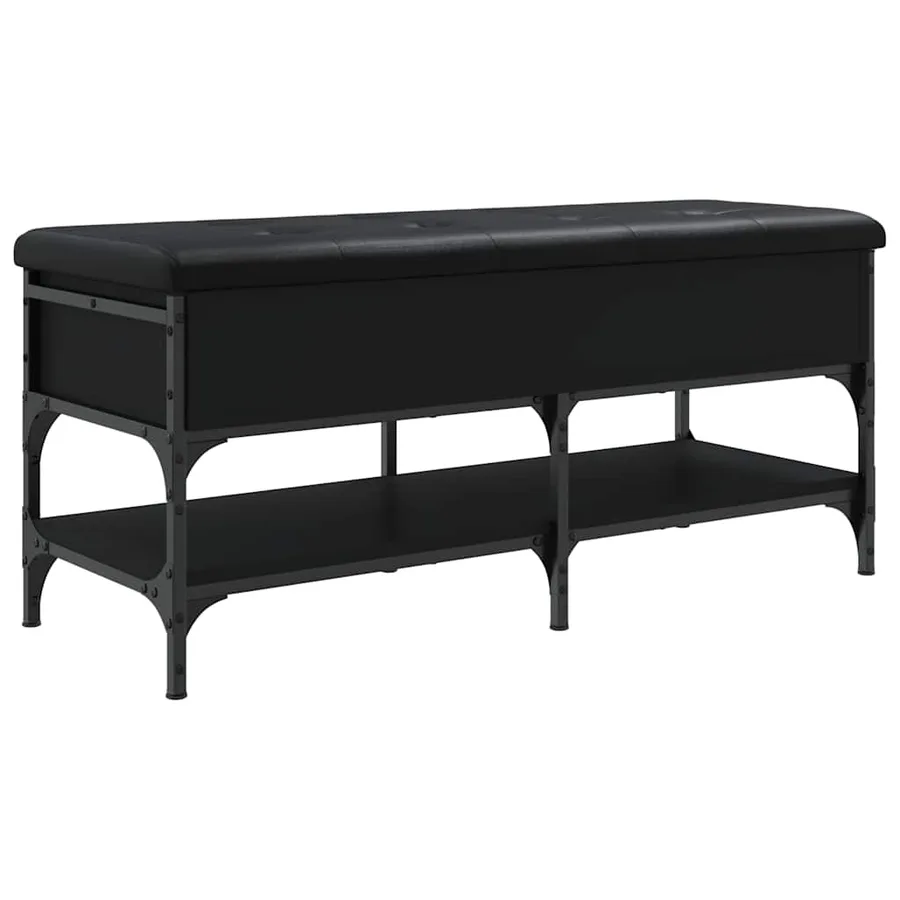 Banc à chaussures noir 102x42x45 cm bois d'ingénierie - 2