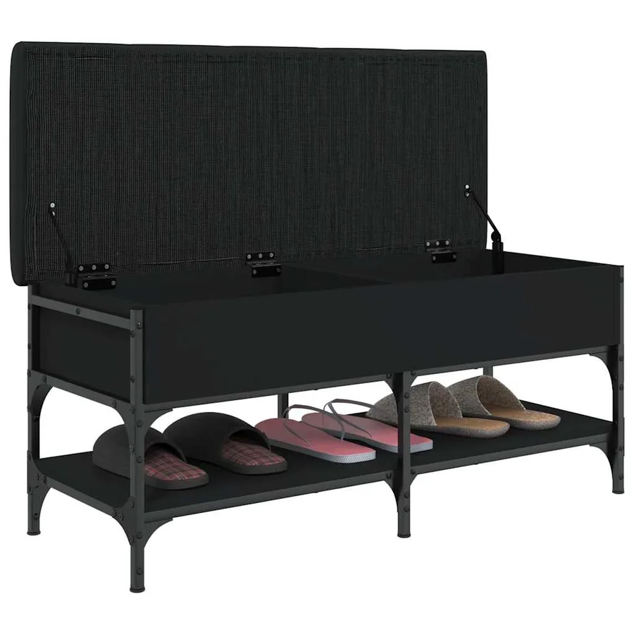 Banc à chaussures noir 102x42x45 cm bois d'ingénierie - 4