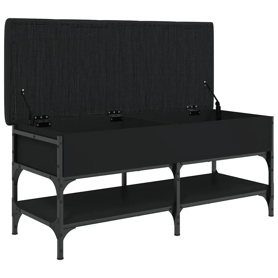 Banc à chaussures noir 102x42x45 cm bois d'ingénierie - 6