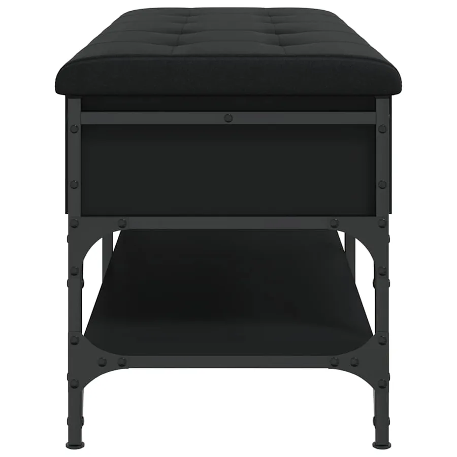 Banc à chaussures noir 102x42x45 cm bois d'ingénierie - 8