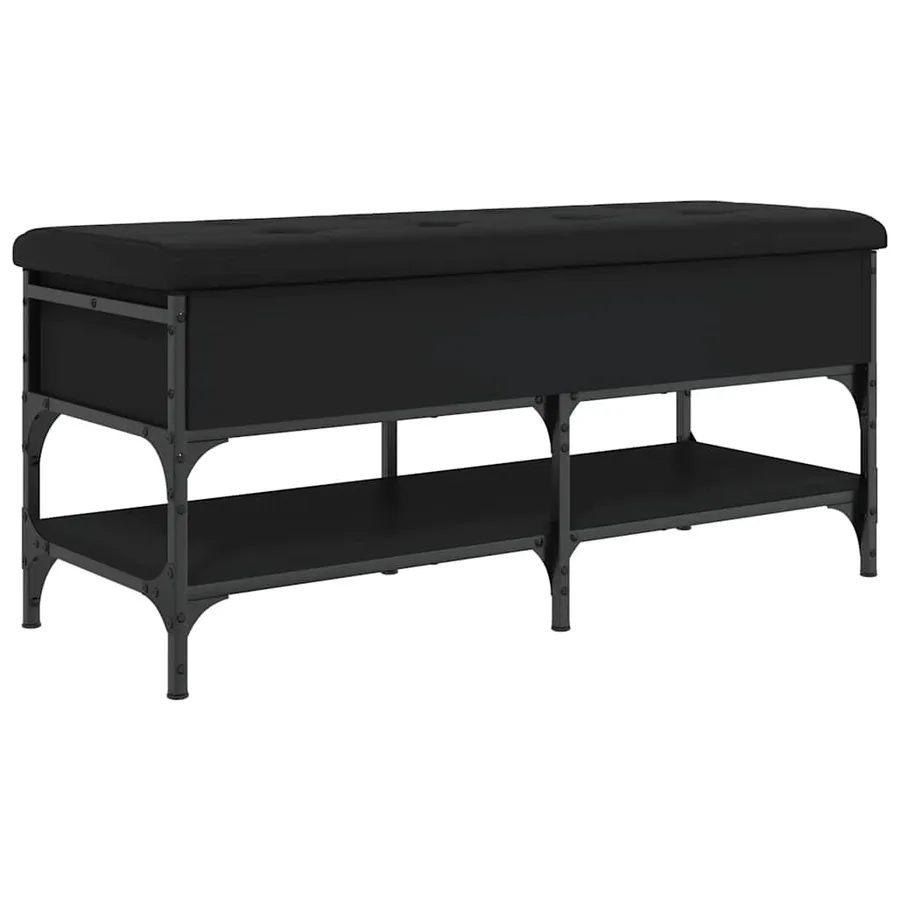 Banc à chaussures noir 102x42x45 cm bois d'ingénierie - 9
