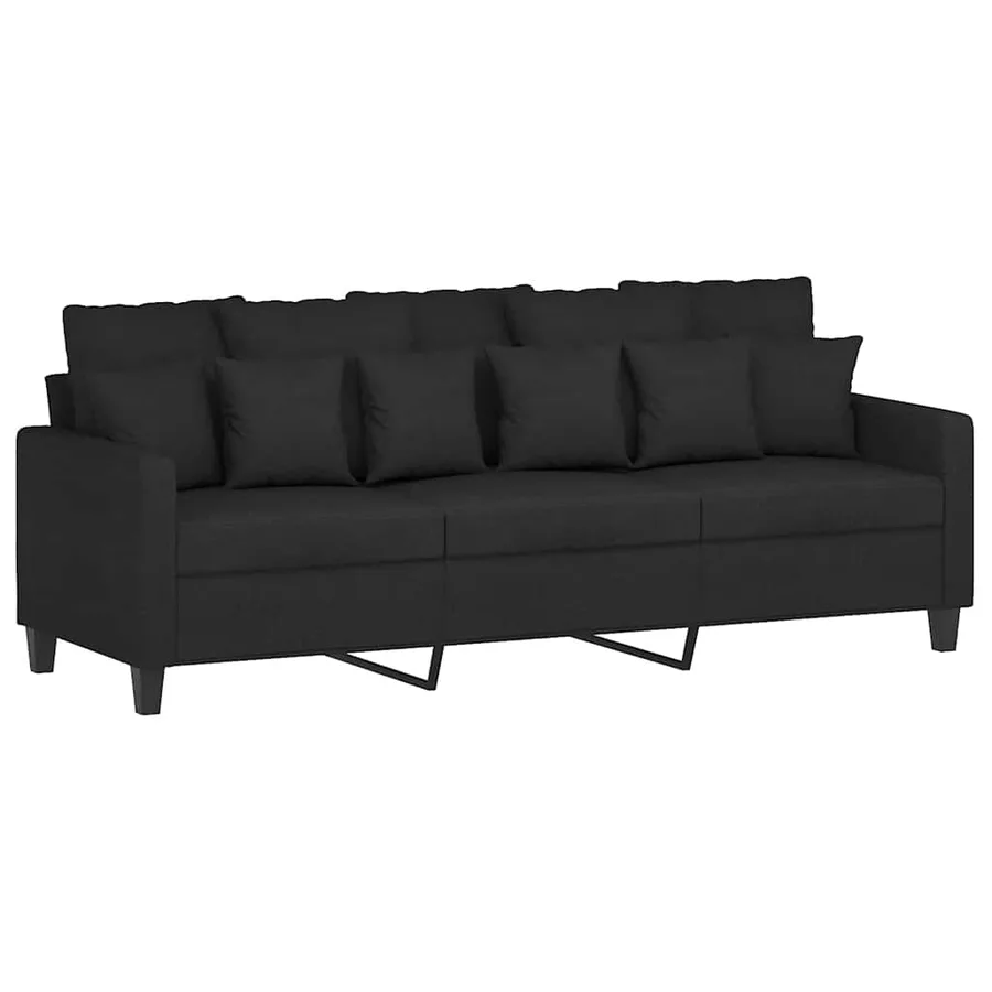 Ensemble de canapés 2 pcs avec coussins Noir Tissu - 4