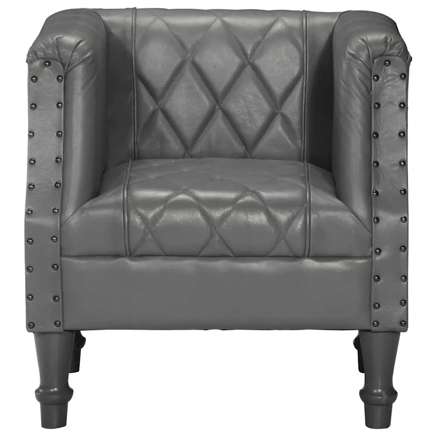 Chaise cabriolet Gris Cuir véritable de chèvre - 2