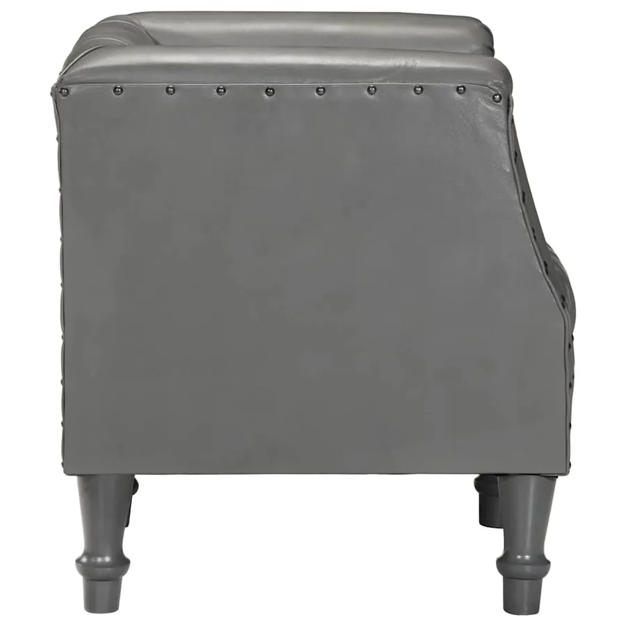 Chaise cabriolet Gris Cuir véritable de chèvre - 3