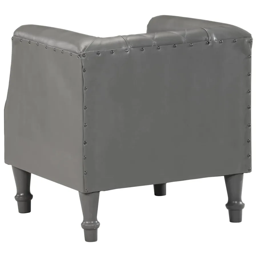Chaise cabriolet Gris Cuir véritable de chèvre - 4