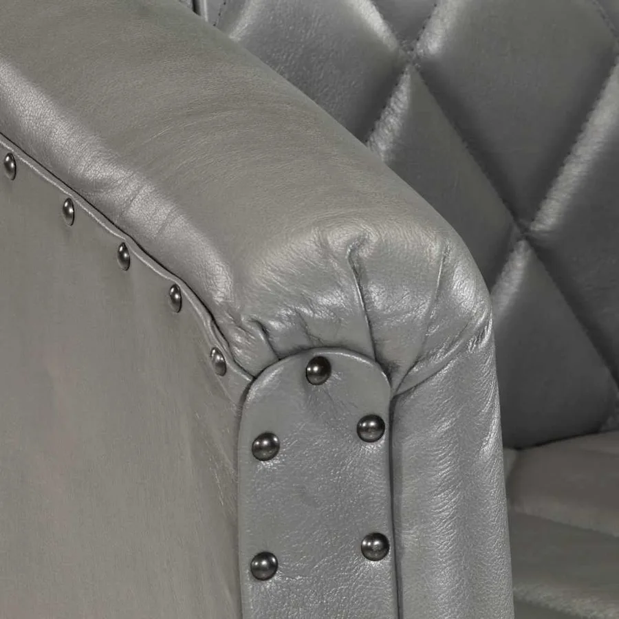 Chaise cabriolet Gris Cuir véritable de chèvre - 5