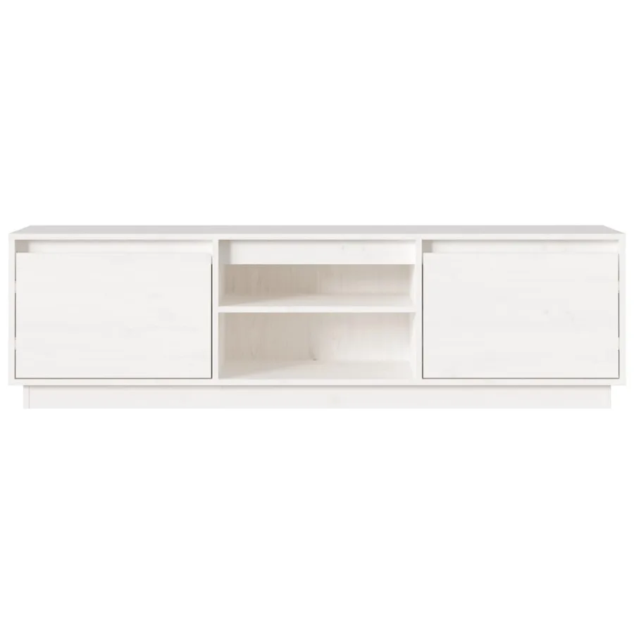 Meuble TV Blanc 140x35x40 cm Bois de pin massif - 5