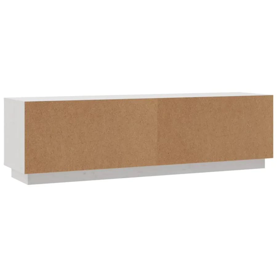 Meuble TV Blanc 140x35x40 cm Bois de pin massif - 7