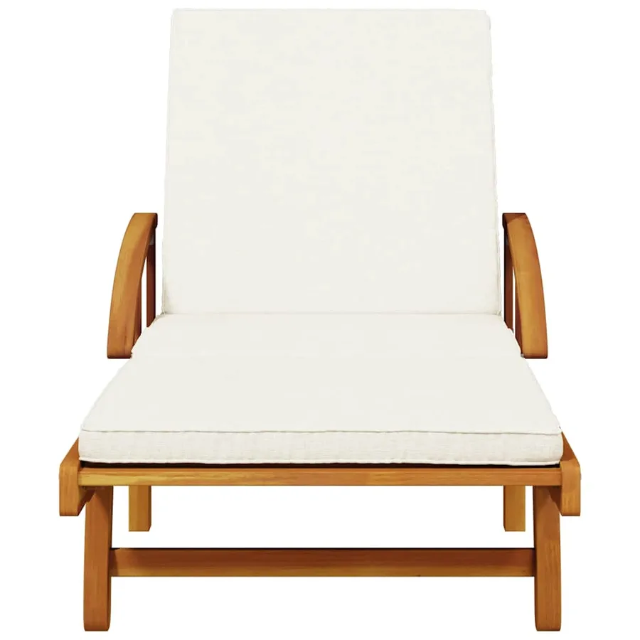 Chaise longue avec coussin et table bois d'acacia massif - 4