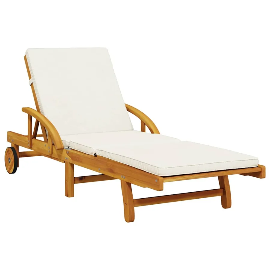 Chaise longue avec coussin et table bois d'acacia massif - 5