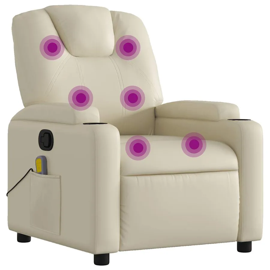 Fauteuil inclinable de massage Crème Similicuir - 2