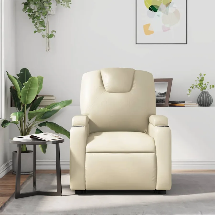 Fauteuil inclinable de massage Crème Similicuir - 3