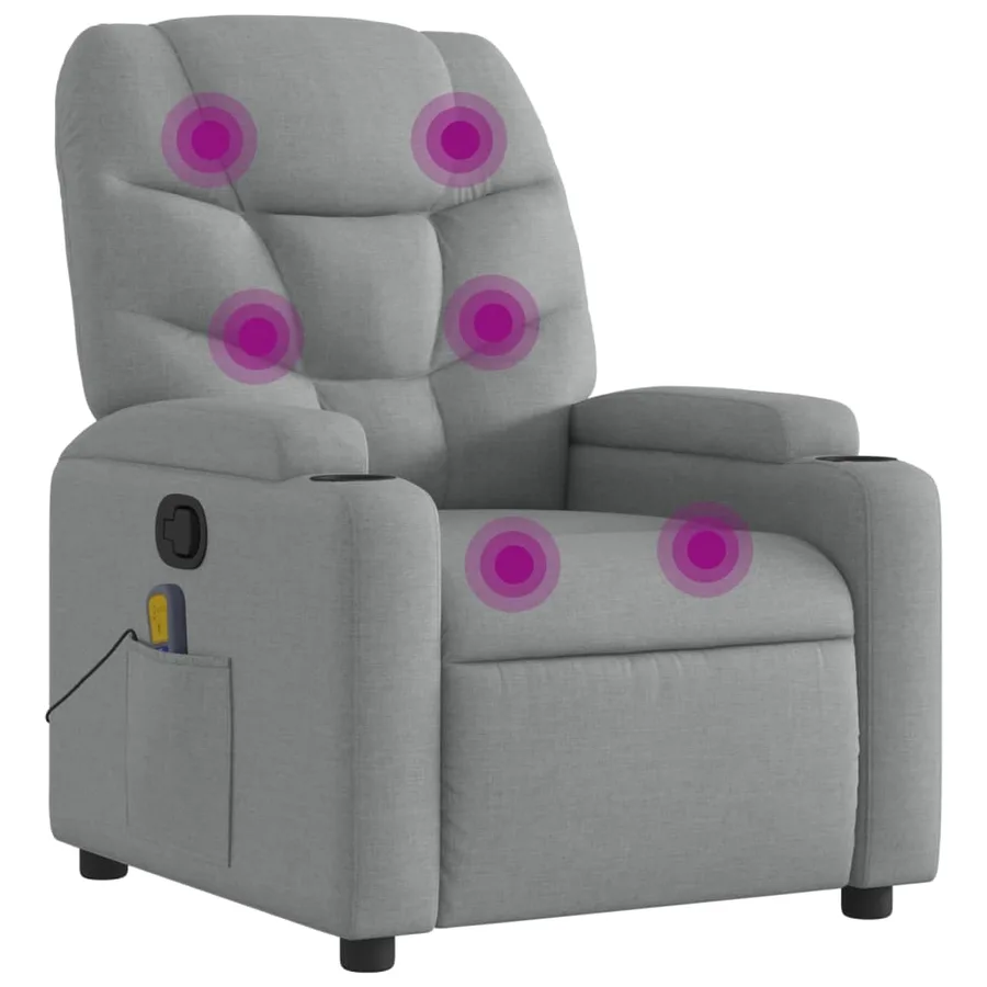 Fauteuil inclinable de massage gris clair tissu - 2