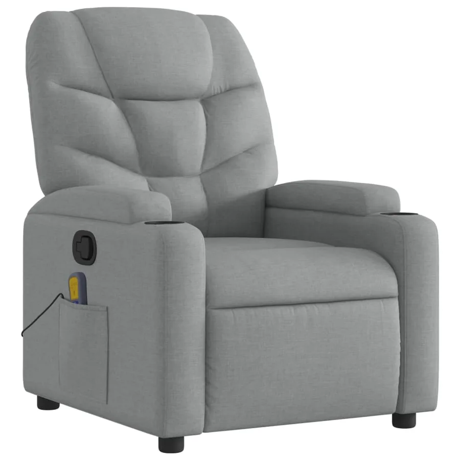 Fauteuil inclinable de massage gris clair tissu - 3