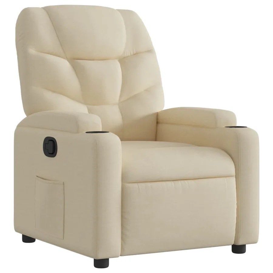 Fauteuil inclinable en tissu crème - 2