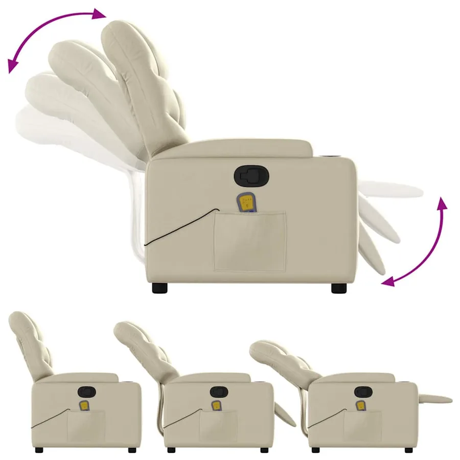 Fauteuil de massage inclinable crème similicuir - 5