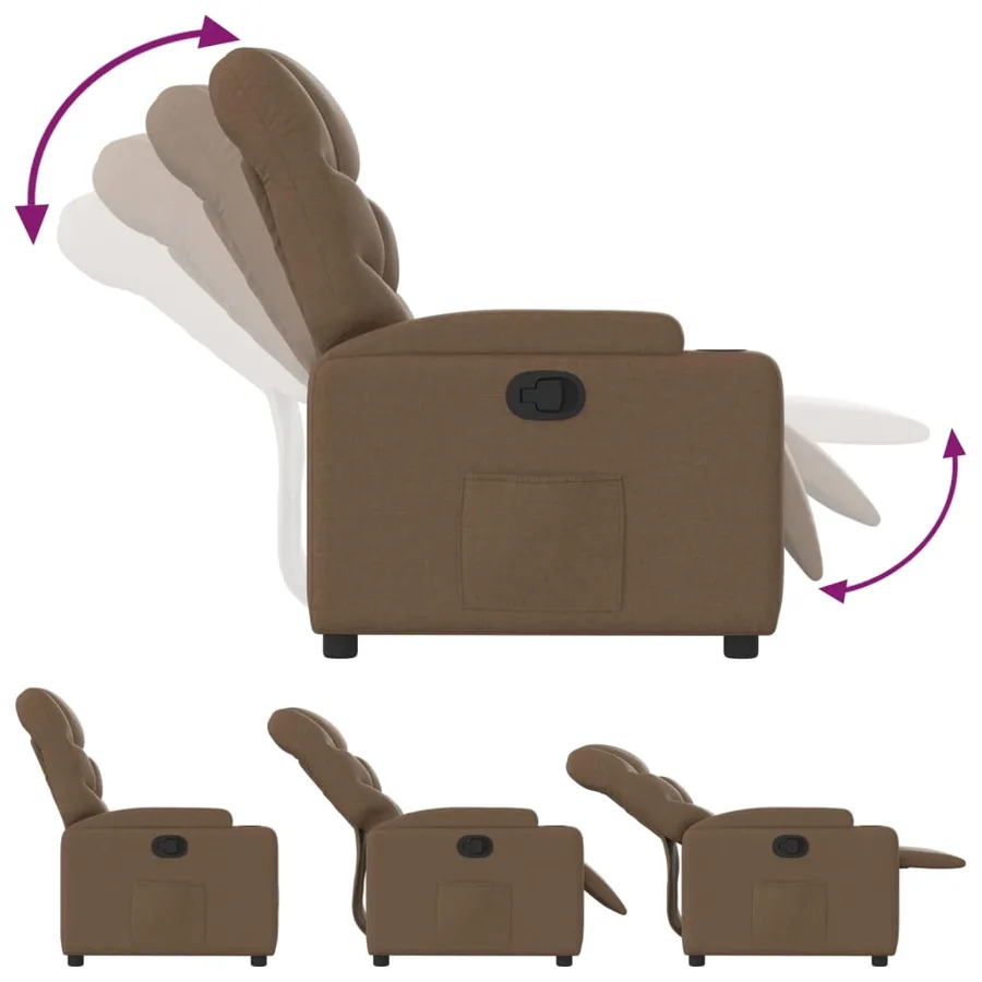 Fauteuil inclinable Marron Tissu - 6