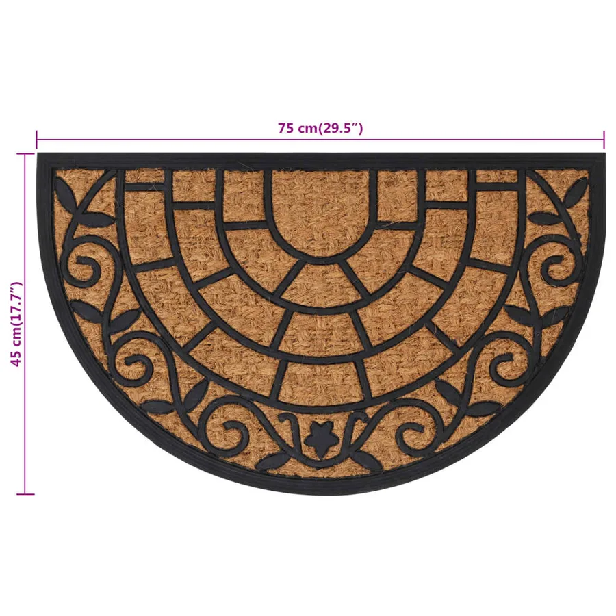 Tapis de porte demi-rond 45x75 cm caoutchouc et fibre de coco - 7
