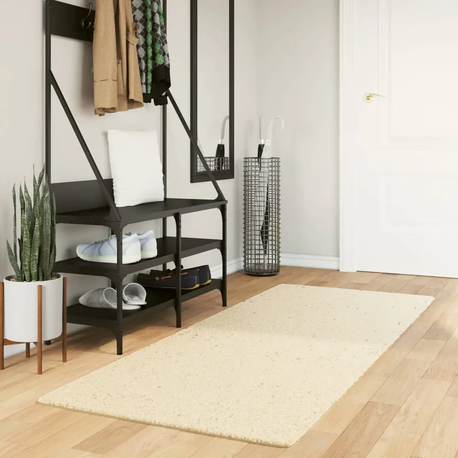 Tapis HUARTE à poils courts doux et lavable crème 80x200 cm