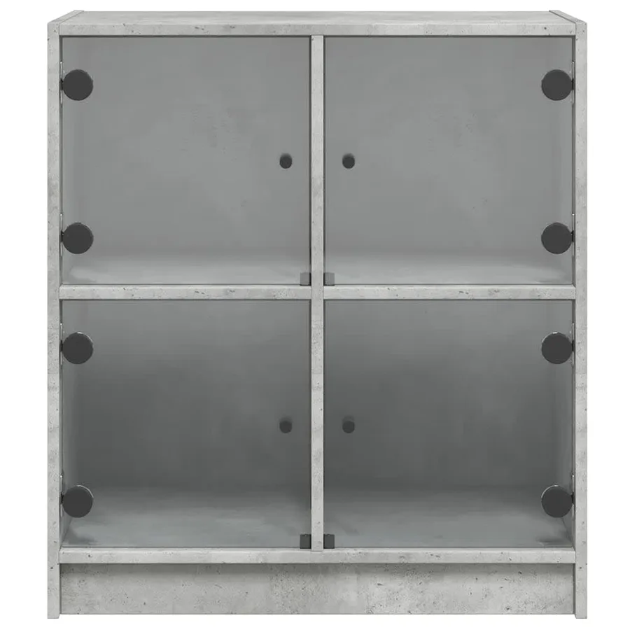 Armoire latérale avec portes en verre gris béton 68x37x75,5 cm - 6
