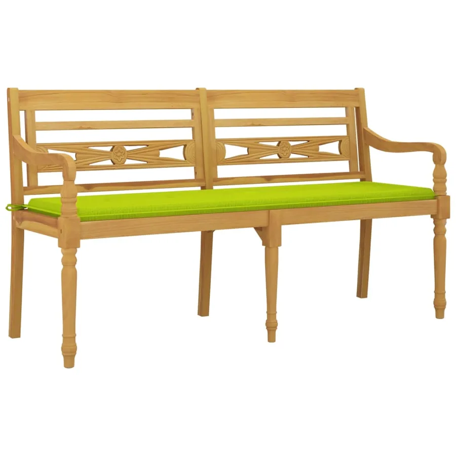 Banc Batavia avec coussin vert brillant 150 cm Bois teck massif - 3
