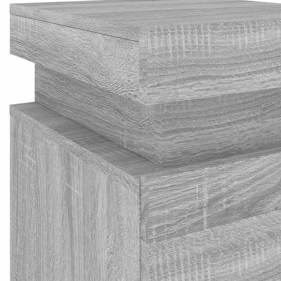 Tables de chevet avec lumières LED 2 pcs sonoma gris 35x39x55cm - 11