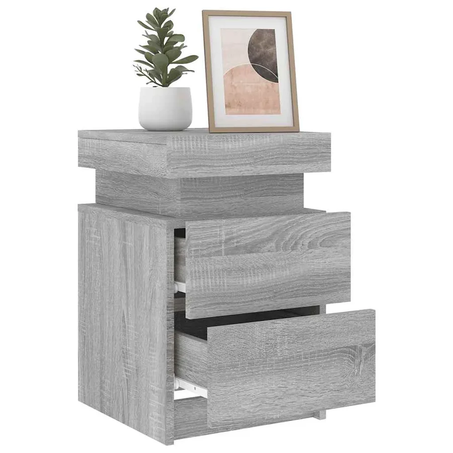 Tables de chevet avec lumières LED 2 pcs sonoma gris 35x39x55cm - 15