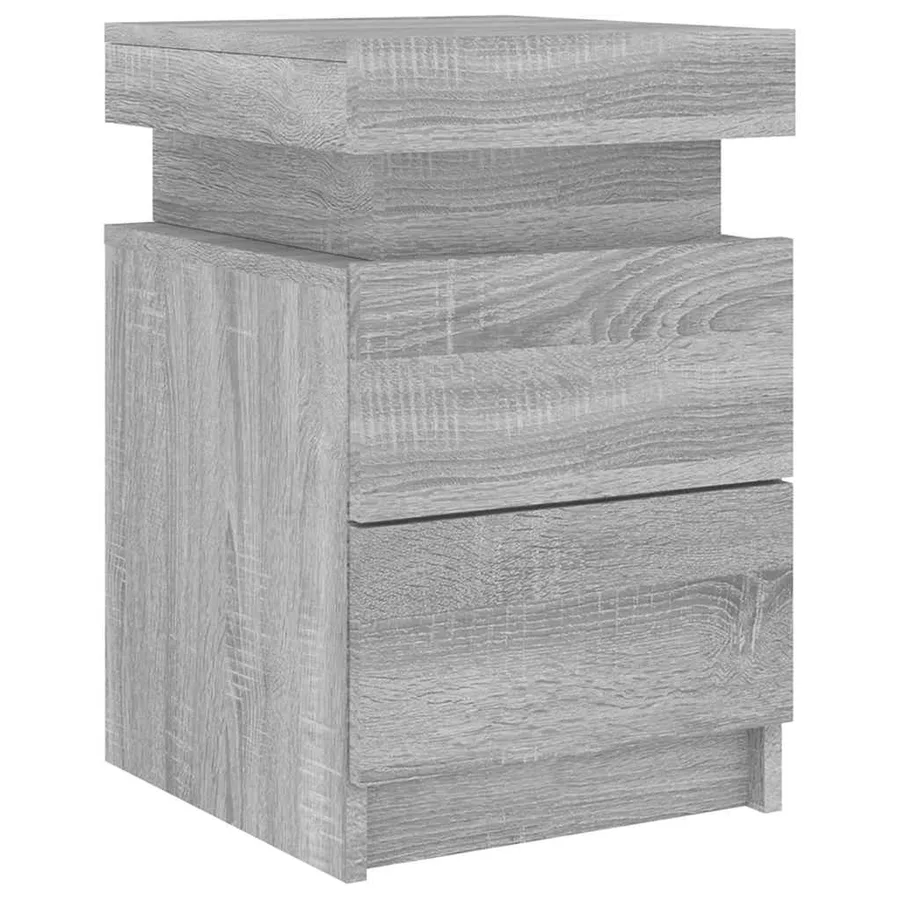 Tables de chevet avec lumières LED 2 pcs sonoma gris 35x39x55cm - 5