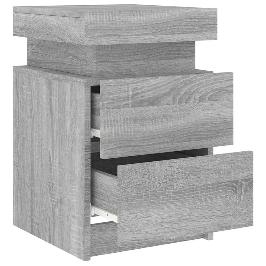 Tables de chevet avec lumières LED 2 pcs sonoma gris 35x39x55cm - 7