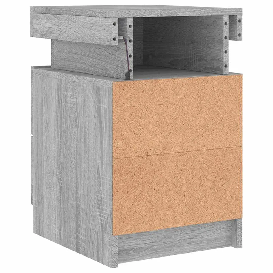 Tables de chevet avec lumières LED 2 pcs sonoma gris 35x39x55cm - 9
