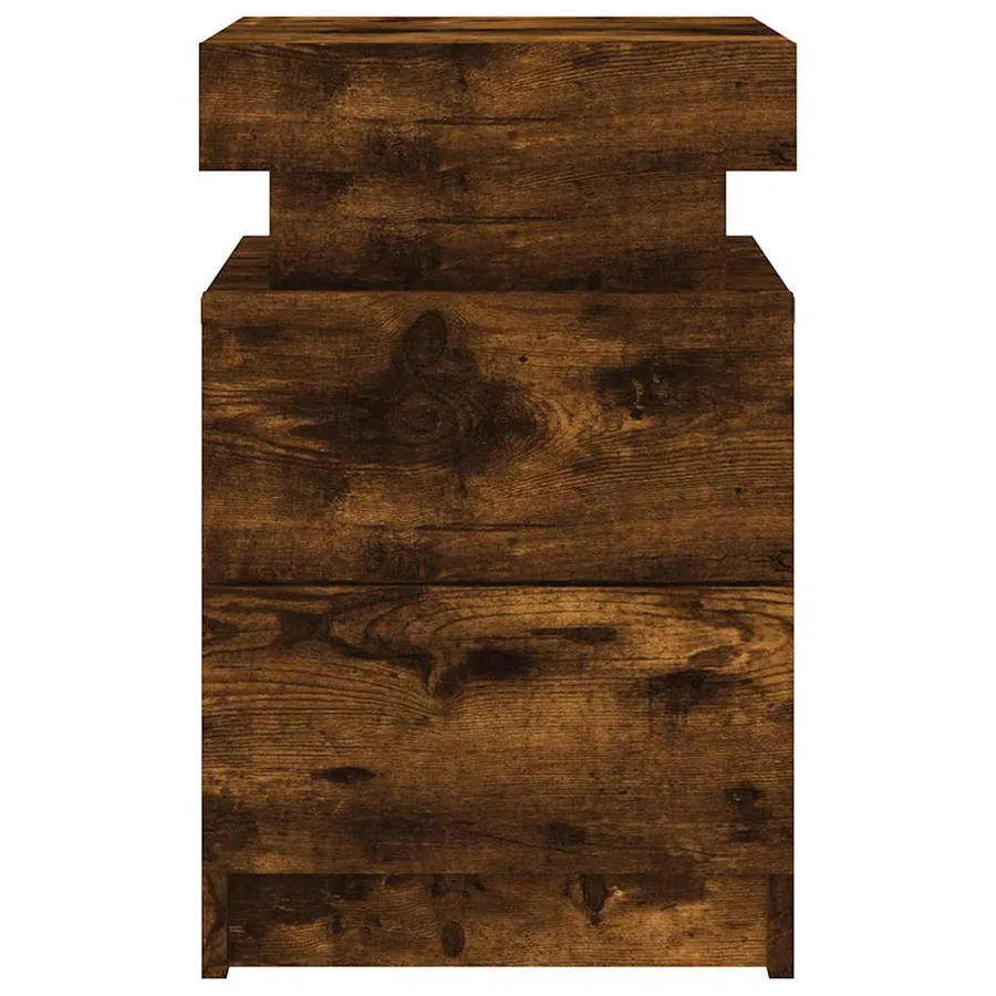 Table de chevet avec lumières LED chêne fumé 35x39x55 cm - 7