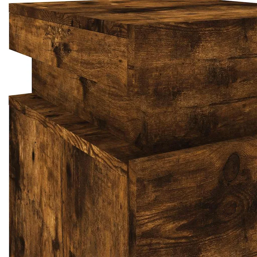 Table de chevet avec lumières LED chêne fumé 35x39x55 cm - 8