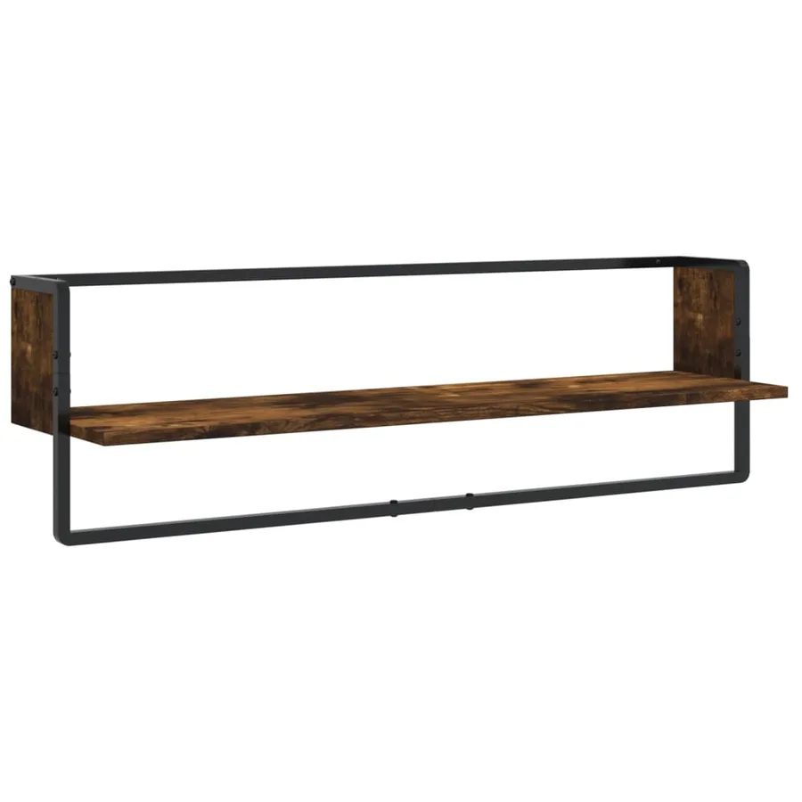 Ensemble d'étagères murales avec barres 6 pcs chêne fumé - 6