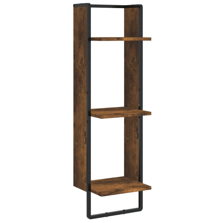 Ensemble d'étagères murales avec barres 6 pcs chêne fumé - 8