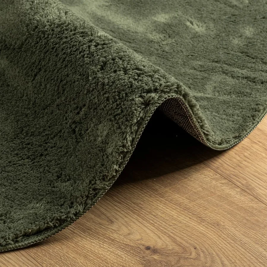 Tapis HUARTE à poils courts doux et lavable vert forêt Ø 100 cm - 6
