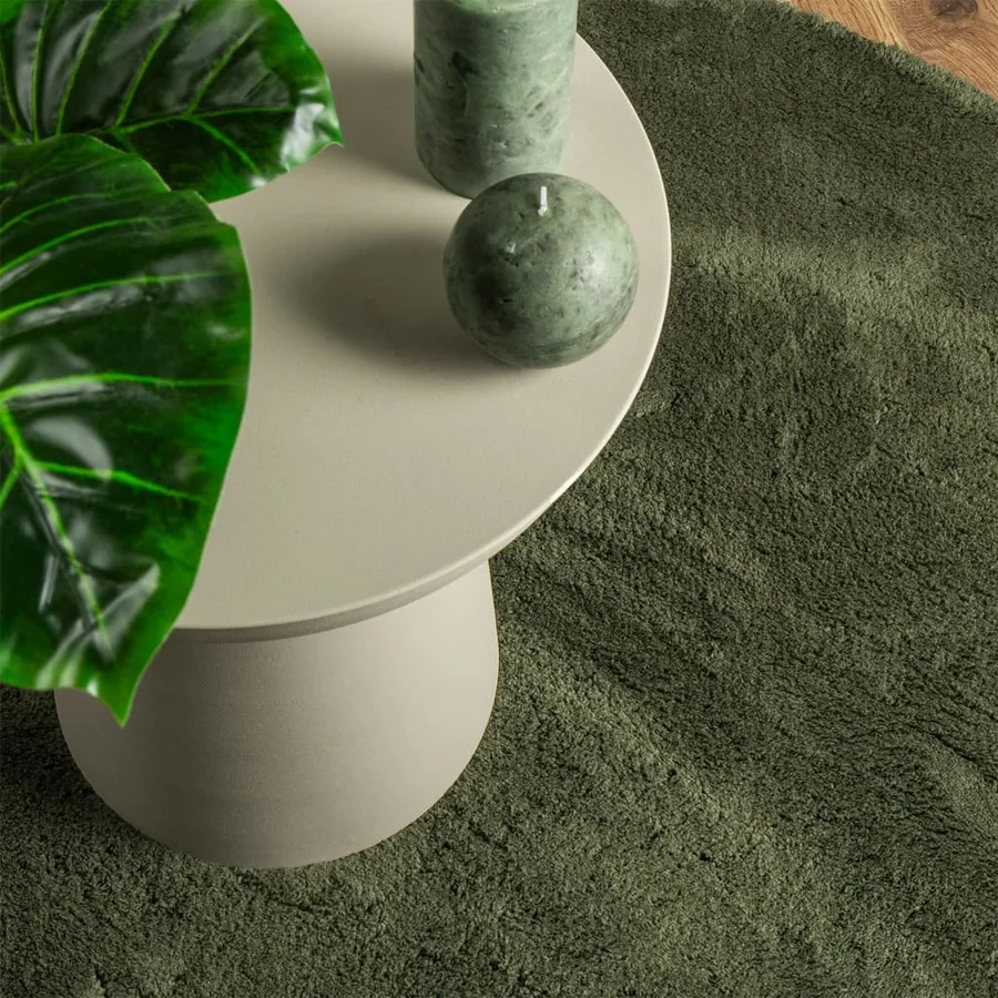 Tapis HUARTE à poils courts doux et lavable vert forêt Ø 100 cm - 7