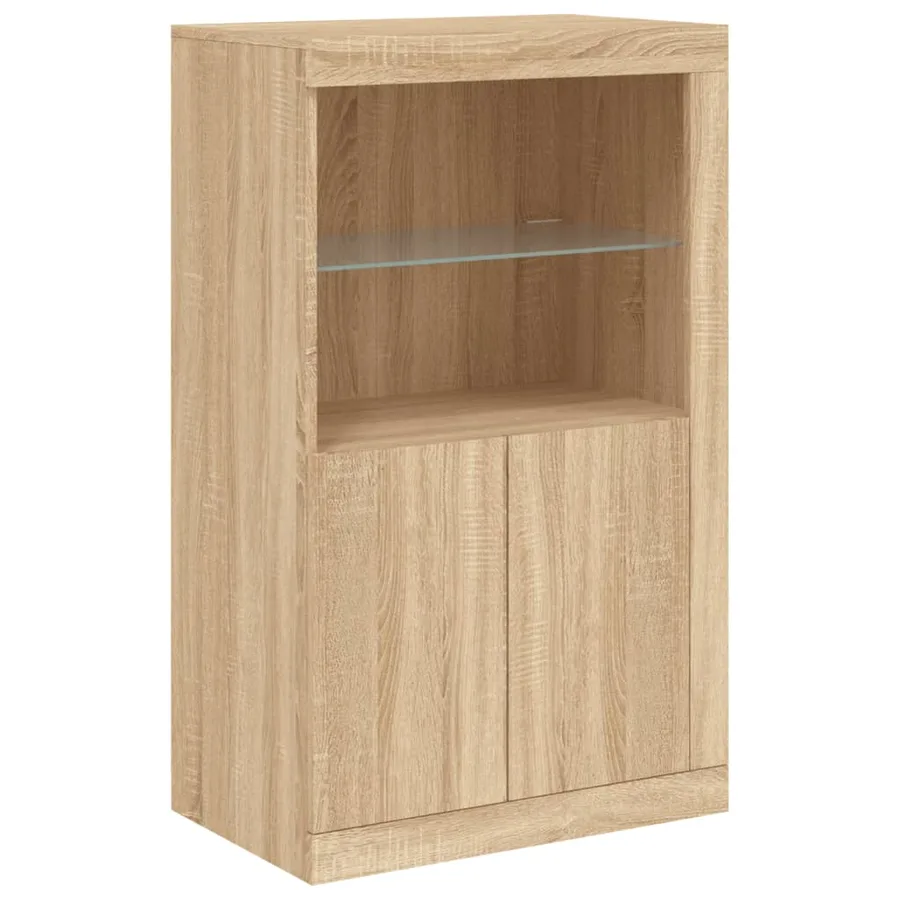 Armoire latérale avec lumières LED chêne sonoma - 3