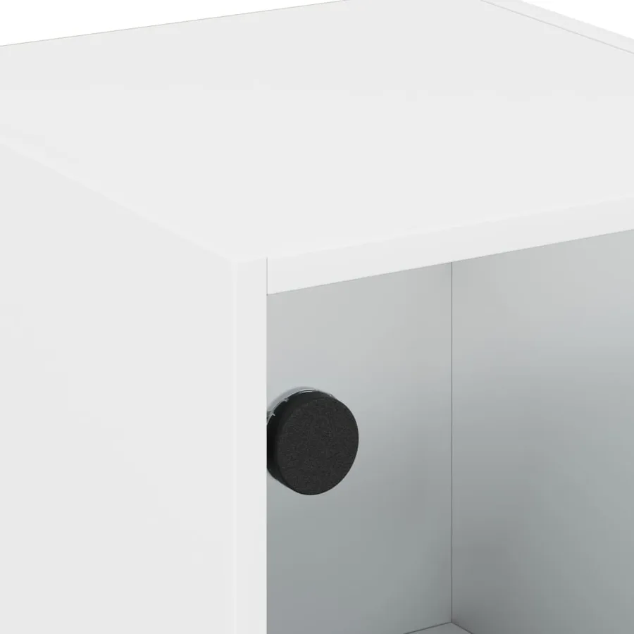 Table de chevet avec porte en verre blanc 35x37x42 cm - 10
