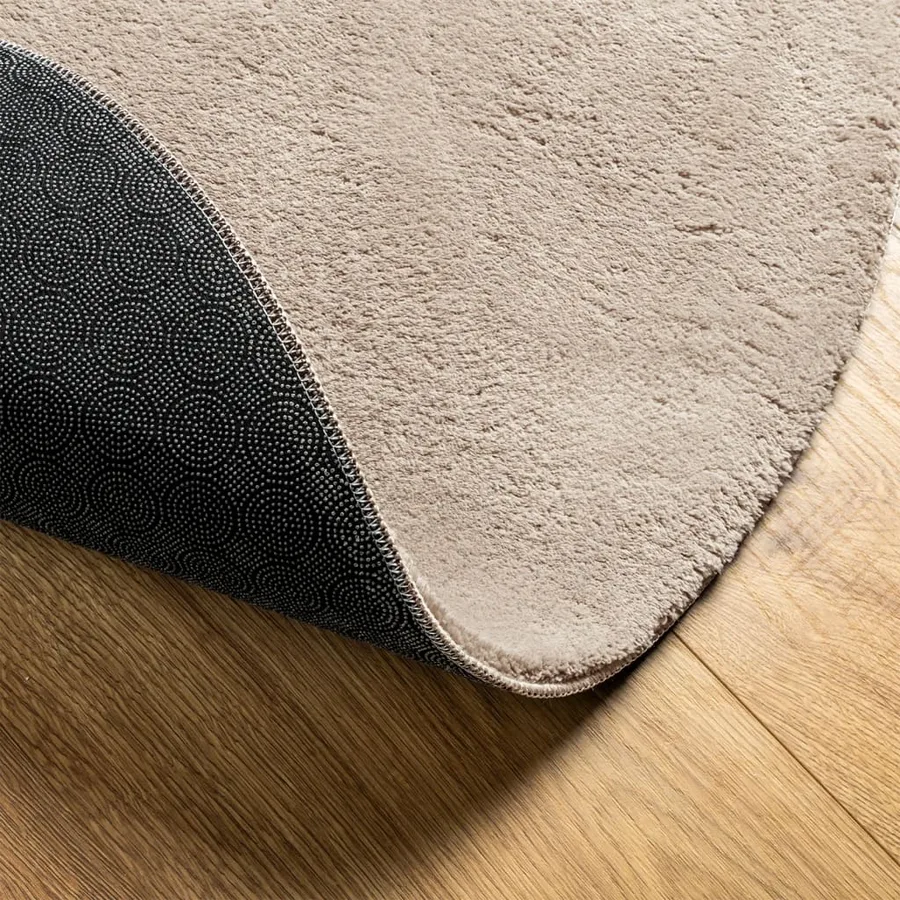 Tapis HUARTE à poils courts doux et lavable sable Ø 200 cm - 5