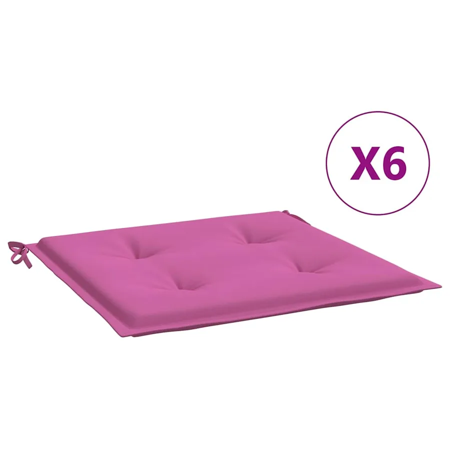 Coussins de chaise de jardin lot de 6 rose 50x50x4 cm tissu - 2