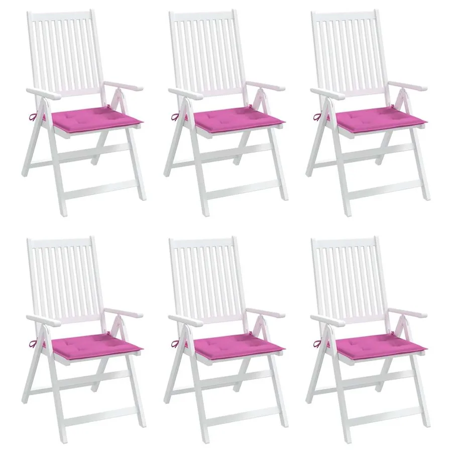 Coussins de chaise de jardin lot de 6 rose 50x50x4 cm tissu - 7