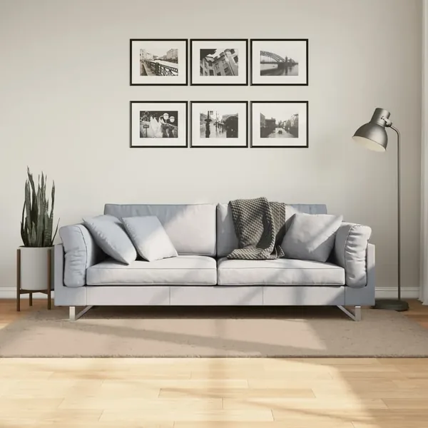 Tapis HUARTE à poils courts doux et lavable sable 100x200 cm