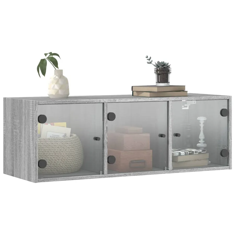 Armoire murale avec portes en verre sonoma gris 102x37x35 cm - 4